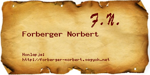 Forberger Norbert névjegykártya